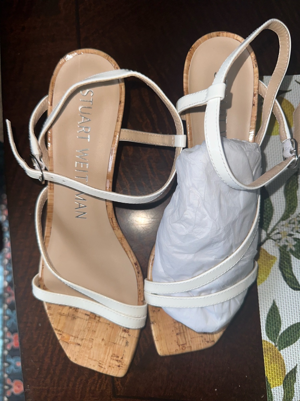 Stuart Weitzman White Leather Strappy Sandals